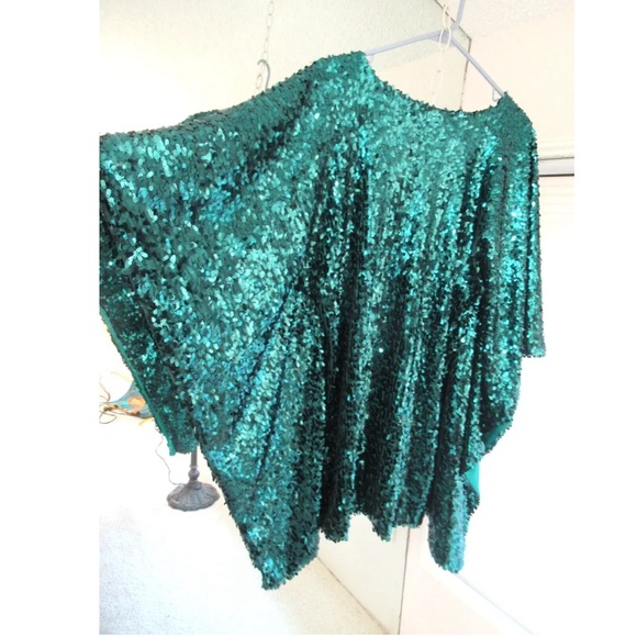 RIPLEY RADER Woman Emerald Green Sequined Formal tunic/dress - Picture 2 of 4
